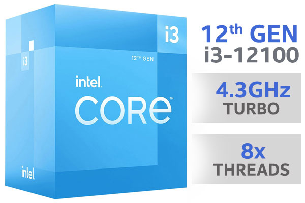 Processore di 12a generazione Intel i3-12100 4 core 8 thread - 4,3Ghz - 12Mb cache